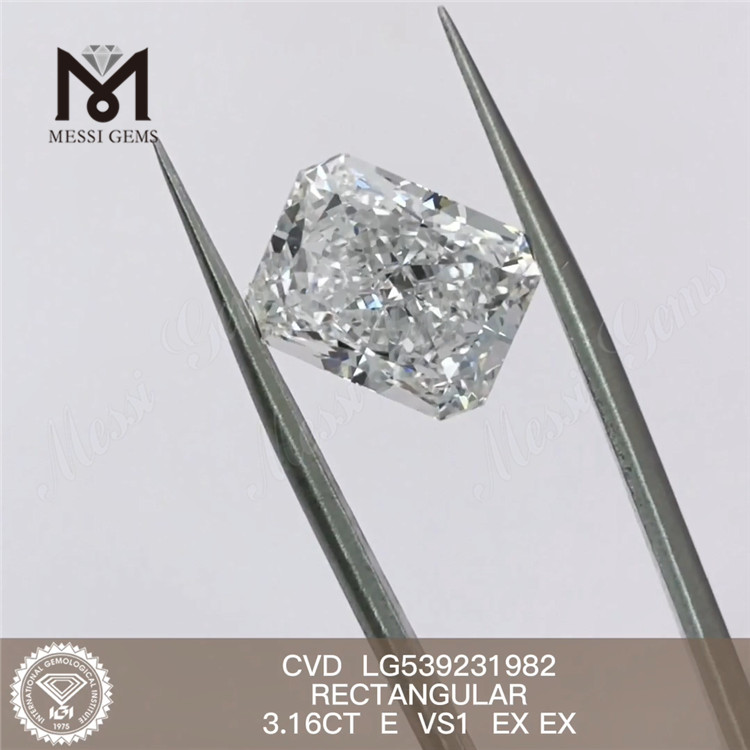 3.16ct E 3ct cheap synthetic diamond RECTANGULAR white loose lab diamond factory price