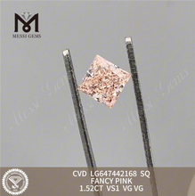 1.52CT SQ ファンシー ピンク VS1 CVD ルース グロウン ダイヤモンド LG647442168 