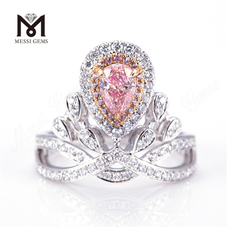 14 k 18 k hvid guld milj&oslash;venlige valg Lab dyrket Diamond Pink p&aelig;re form ring