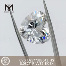 8.08CT F VVS2 EX HS Hjerteformede CVD-fabrikerede diamanter LG577388541丨Messigems