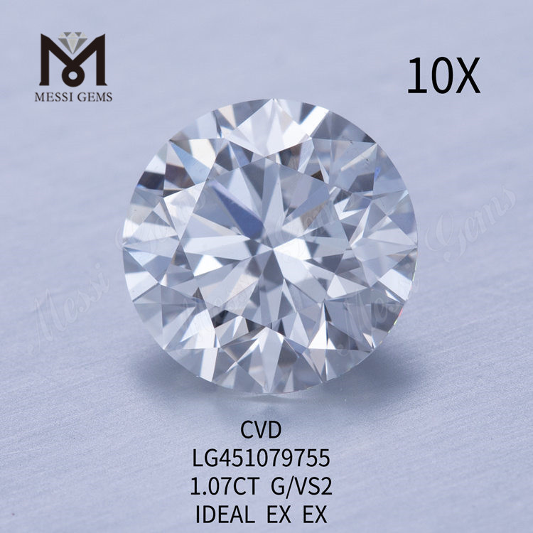 1.07 carat CVD G VS2 IDEAL Round Brilliant lab made diamonds