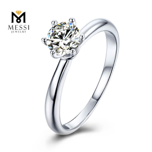 Sterling Silver 925 Ring Jewelry 14k Gold Plating Woman Gift 1ct Moissanite Diamond Ring