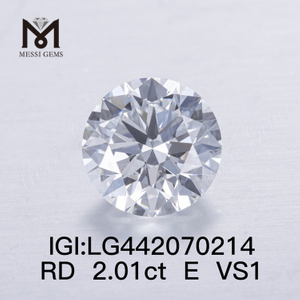 2.01 carat E VS1 Round lab grown diamond 3EX