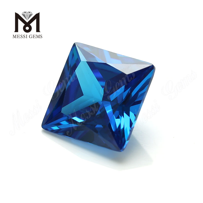 High Quality square Shape 12*12mm Blue topaz CZ Cubic Zirconia Stone Price 