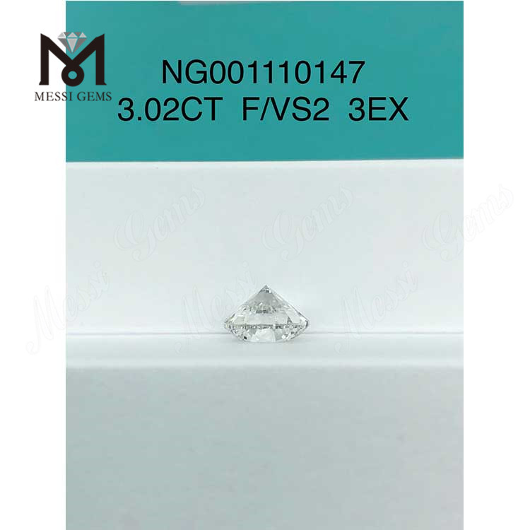 3.02 ct F VS2 Round lab diamonds EX Cut Grade