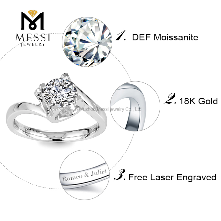 1 ct 14k 18k wedding rings moissanite gold ring for sale