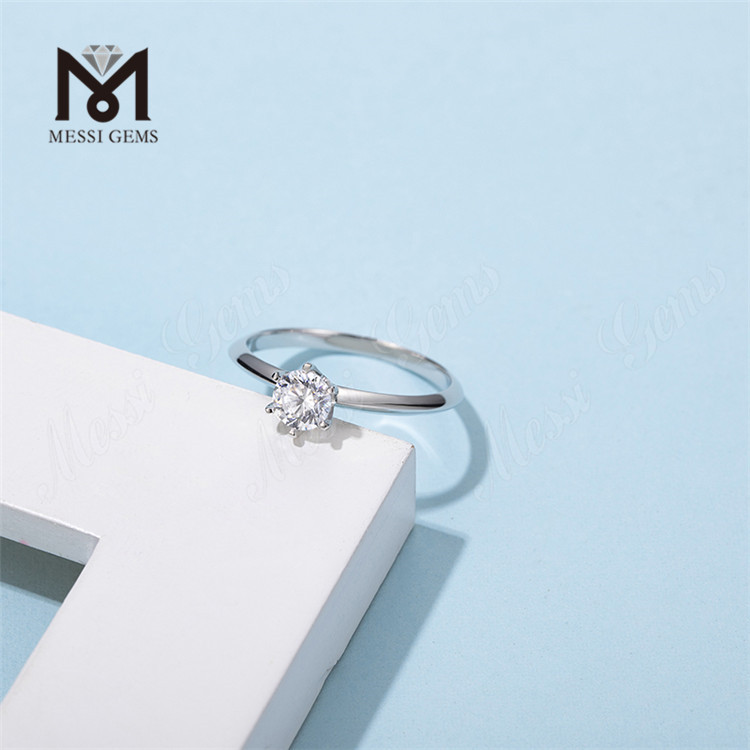Messi Gems 1 Carat Moissanite Diamond Silver Rings Whilesale Price