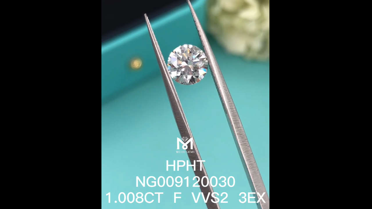 1.008ct round lab made diamond VVS2 F Round Shape diamond video