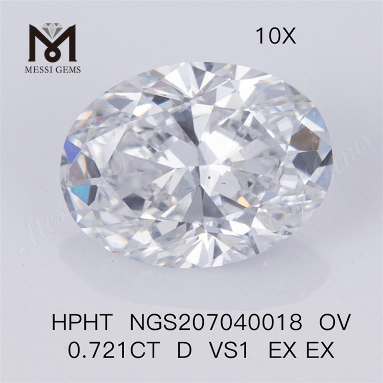 0.721CT OVAL CUT HPHT D VS1 EX EX Lab Diamond stone