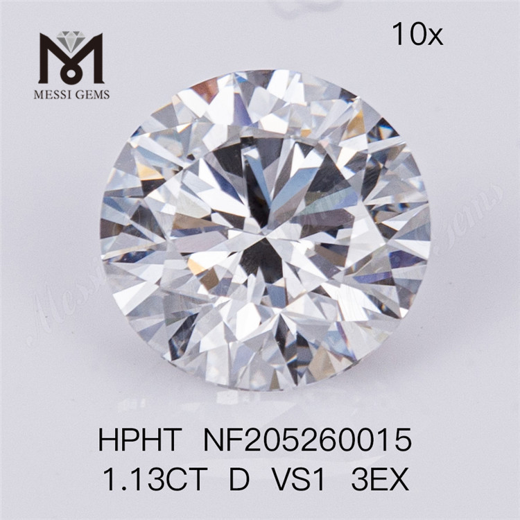 1.13ct D VS1 Loose Synthetic Round Brilliant Cut HPHT 3EX Lab Grown Diamond For Ring