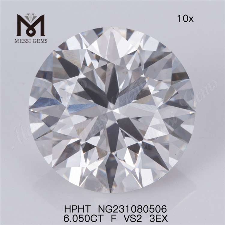 6.050CT F hpht loose lab diamond sale RD best sell loose hpht lab diamond cheap price