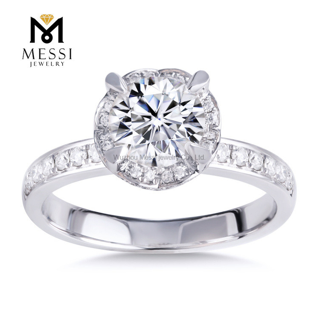 18K ホワイトゴールド婚約指輪ハロー婚約指輪女性ジュエリー用