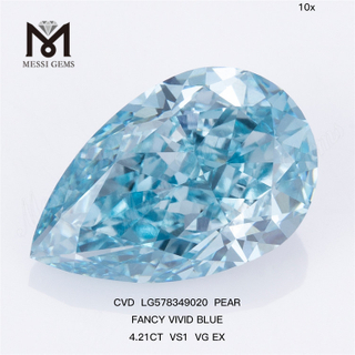 4.21CT VS1 VG EX PEAR Fancy Vivid Blue Diamond CVD LG578349020