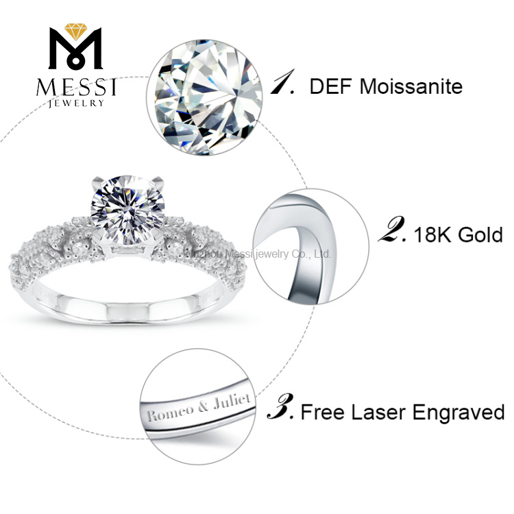 1 carat white gold 14K 18K latest women wedding moissanite gold ring