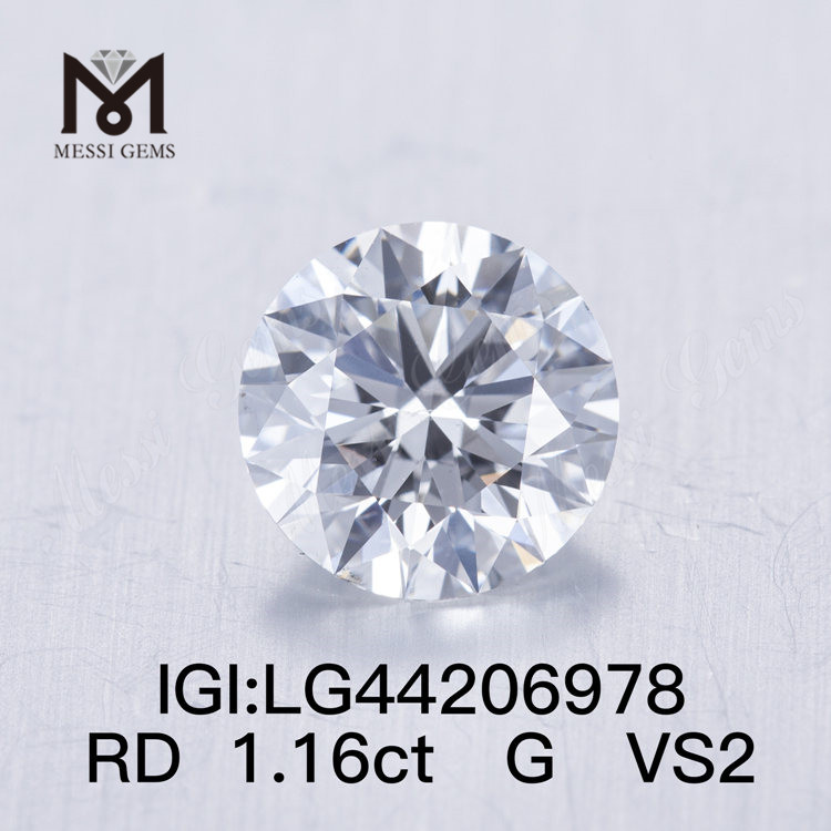 1.16 carat G VS2 Round IDEAL 2EX lab made diamond