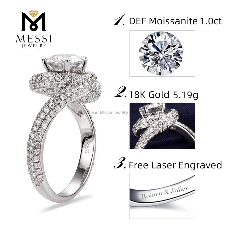 Wedding Gold Rings Fashion 14K 18K white Gold Custom Engagement moissanite rings