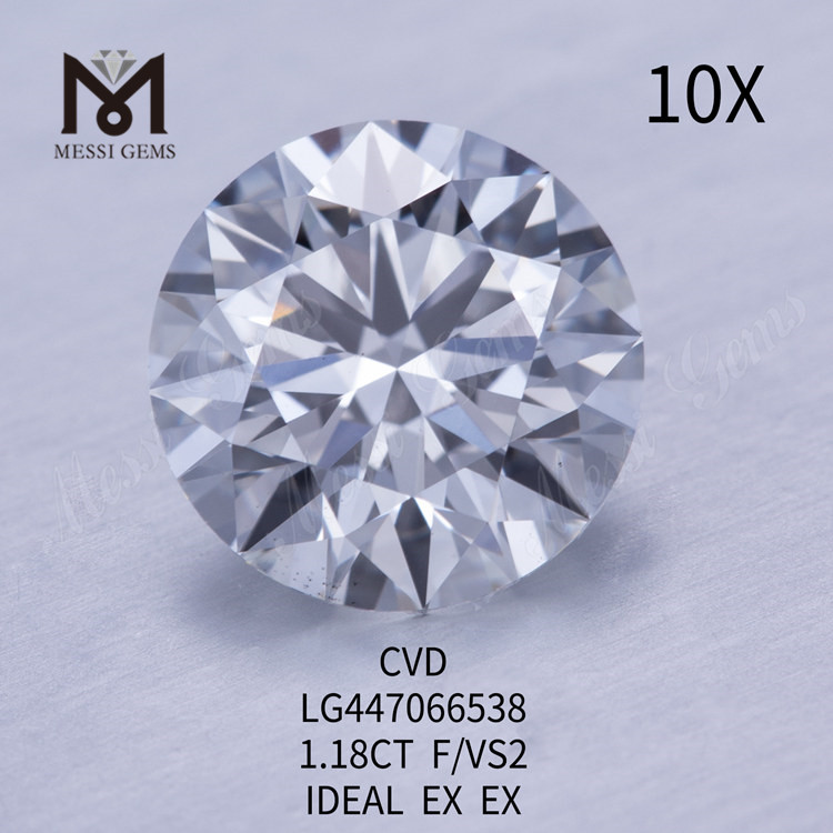 1.18 carat F VS2 Round BRILLIANT IDEAL Cut CVD lab diamonds
