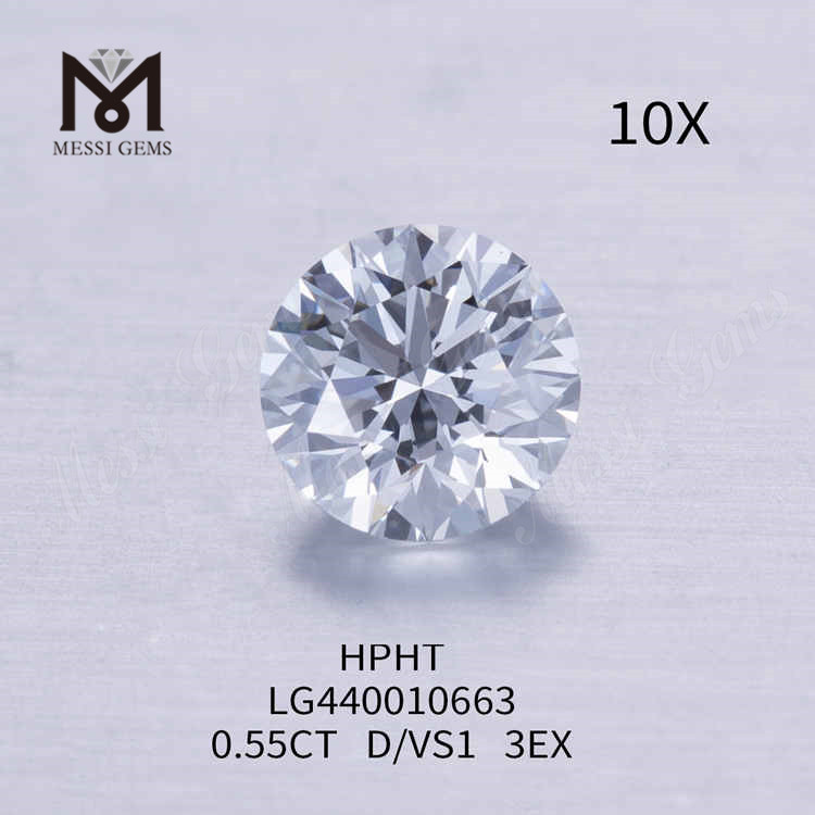 0.55CT D/VS1 round cut lab diamond 3EX