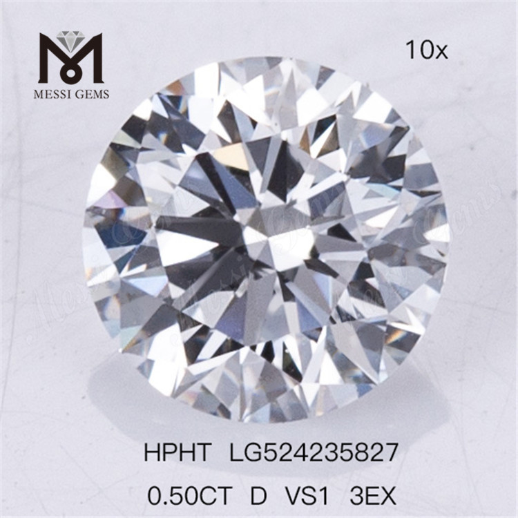 0.5Ct D VS1 3EX Lab HPHT Round Lab Grown Diamond