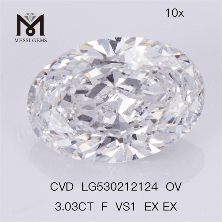 3.03ct F VS1 OVAL CVD Lab Created Diamond IGI Certificate 