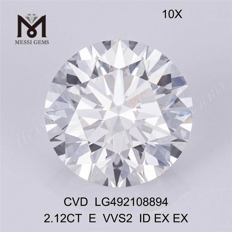 2.12ct E VVS CVD Diamonds Round 2ct Loose Lab Diamond Sale til salg
