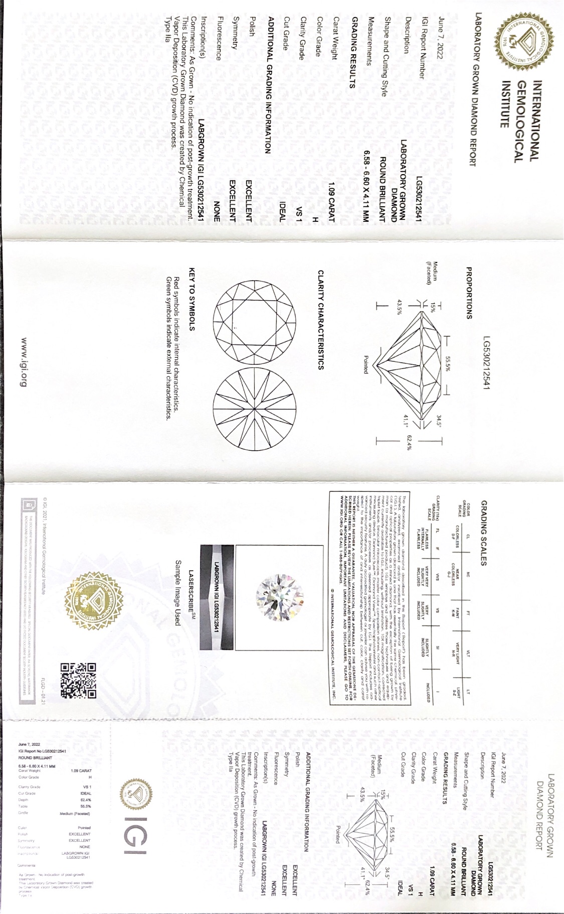 1.09ct VS Round Lab Created Diamond CVD White Lab Diamond on Sale Buy