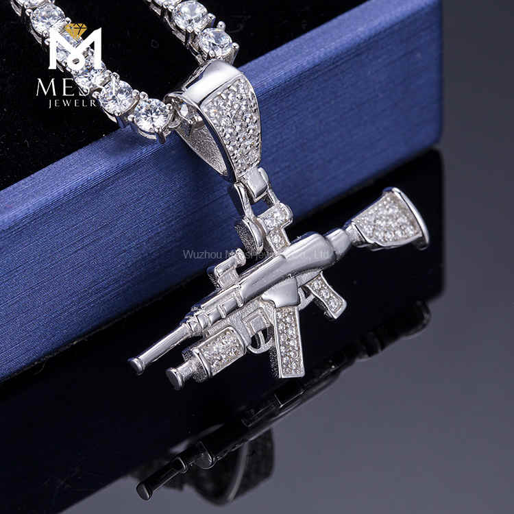 HipHop Luxury Jewelry Custom Cross Shaped 18K Gold Men Pendant Iced Out moissanite Chain Necklace
