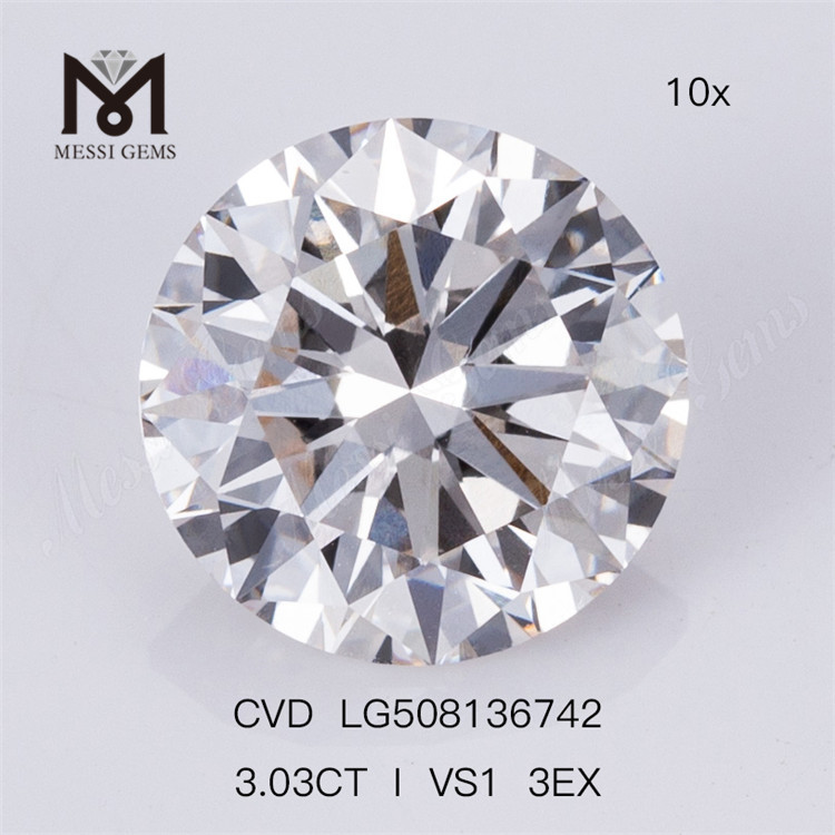 3.03ct I VS1 3EX Round Shape Loose Lab-grown Diamond Factory Price 
