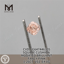 1.26 CT スクエア ファンシー ピンク 加工ダイヤモンド CVD LG647446305 