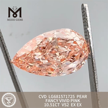 10,51 CT PEAR FANCY VIVID PINK VS2 EX EX ethischer Labor-Zuchtdiamant IGI LG681571725 