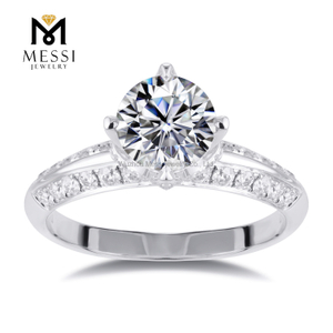 Customized 4 Claw Moissanite ring 14k 18K White Gold Jewelry