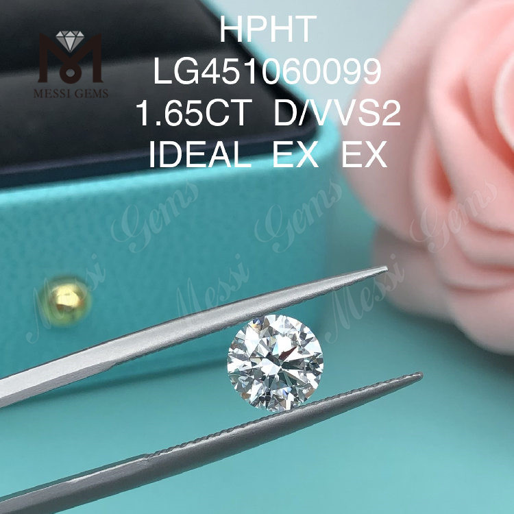 1.65 carat D VVS2 IDEAL Cut Round lab diamonds HPHT