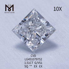1.51 carat G VS1 HPHT PRINCESS CVD lab grown diamonds