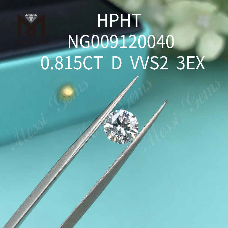 0.815CT D white round loose lab created diamond VVS2 3EX