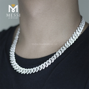 22inches Men's Hip-hop Customized CZ Silver Cuban Link Chain Necklace