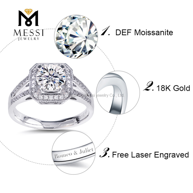 engagement wedding ring 18k au 750 gold DEF moissanite ring for girl
