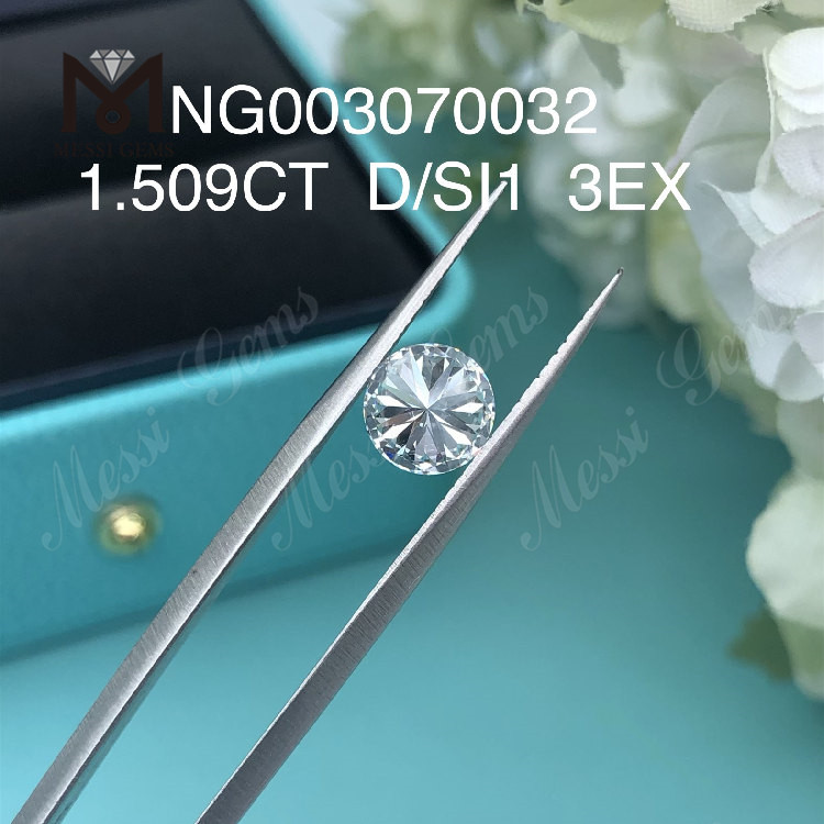 D round Loose Gemstone Synthetic Diamond SI1 1.509ct EX Cut