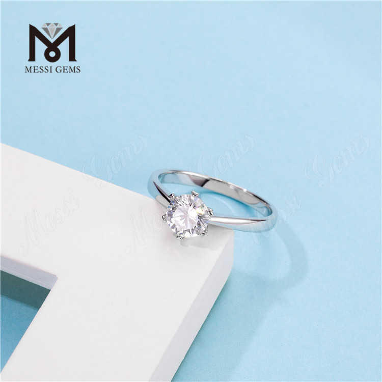 Messi Gems wholesale 1 carat DEF moissanite diamond wedding dainty 925 sterling silver ring