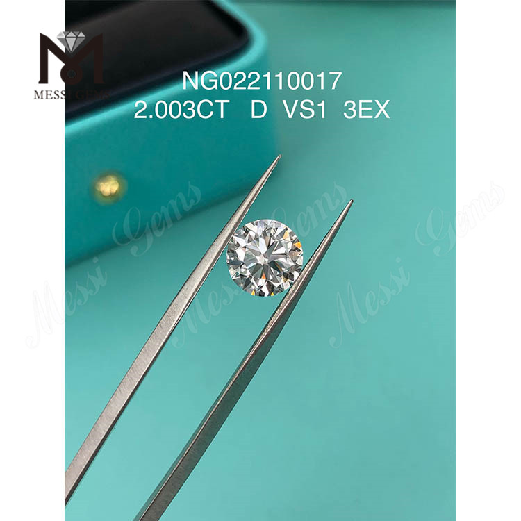2.003 carat lab diamond Round D VS1 EX Cut
