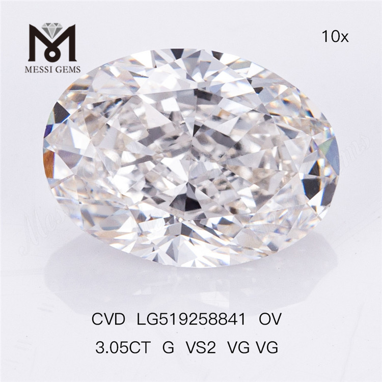 3.05ct G VS2 VG VG CVD Lab Diamonds OVAL IGI Certificate