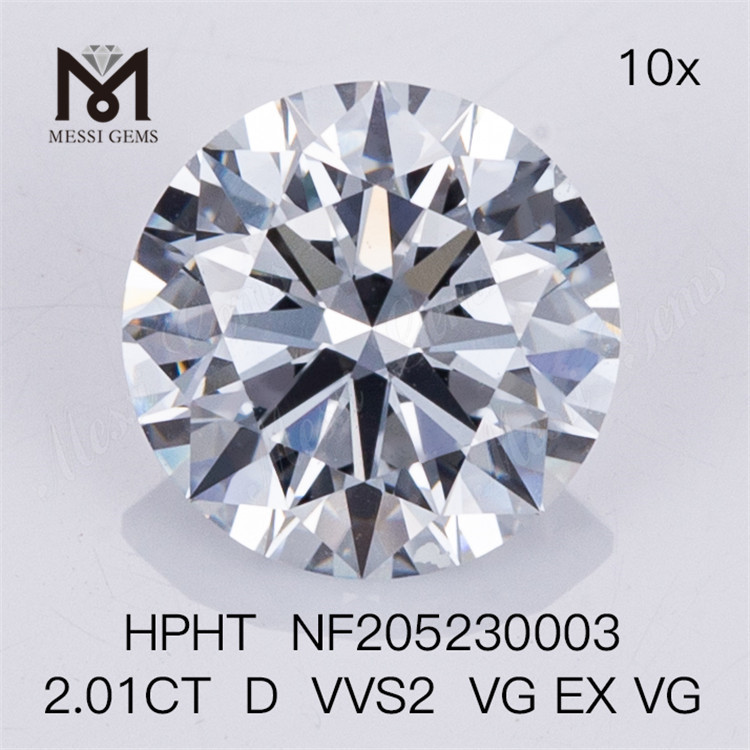 2.01CT Round Brilliant Cut D Vvs2 VG EX VG Synthetic Lab Grown Diamond