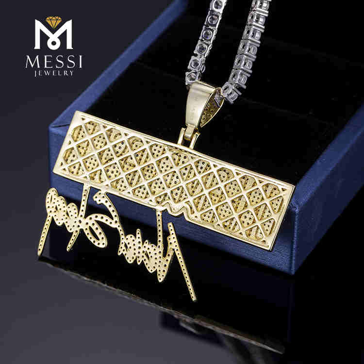custom Hip hop big size silver gold plated moissanite fashion necklace rapper pendant jewelry
