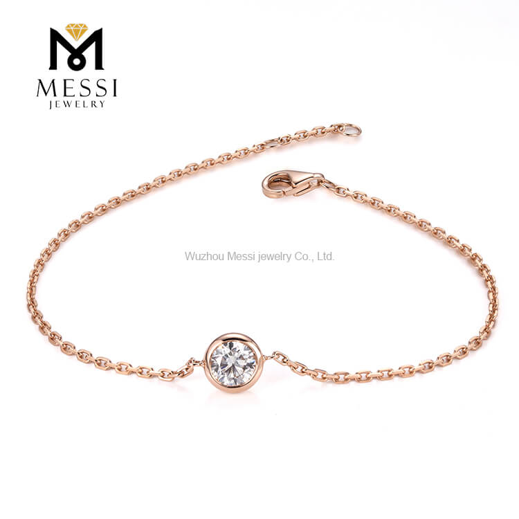 woman 18K 14K 10K Rose Gold Jewelry Bracelet 0.3carat - 1carat DEF VVS moissanite bracelet