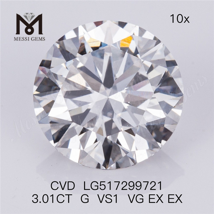 3.10ct CVD H color vs1 ID EX EX synthetic diamond wholesale price