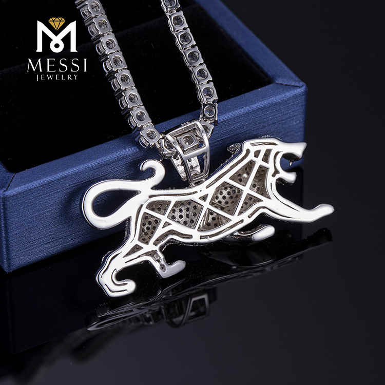 iced out moissanite chain DIY hip hop silver necklace leopard necklace