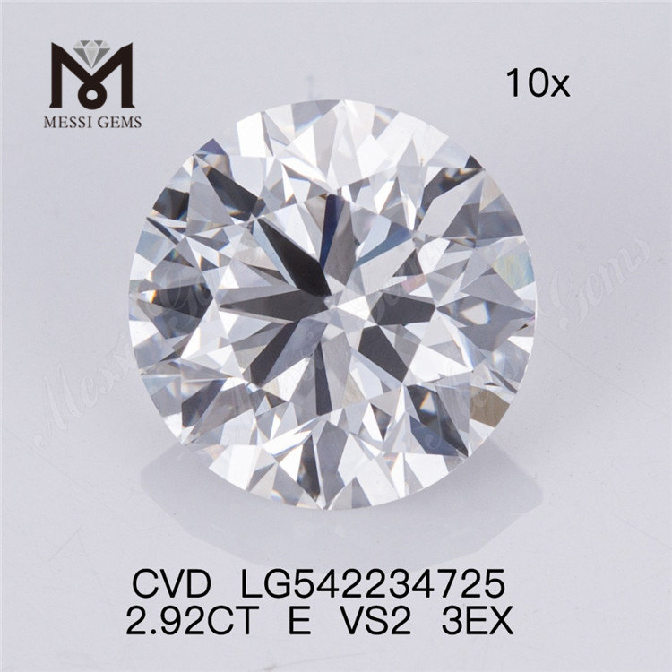 2.92CT E CVD ルース ダイヤモンド卸売 RD HPHT ラボ グロウン ダイヤモンド