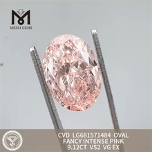 9,12 CT OVALE FANTAISIE ROSE INTENSE VS2 VG EX DIAMANT CVD LG681571484