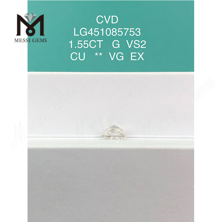 1.55 carat g vs2 cvd cushion cut lab grown diamond factory price