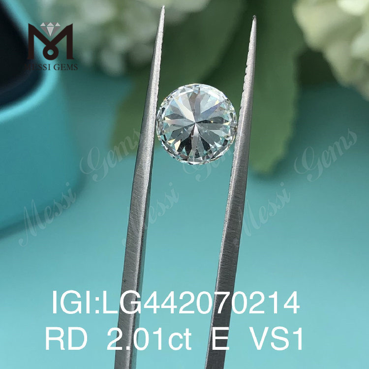 2.01 carat E VS1 Round lab grown diamond 3EX
