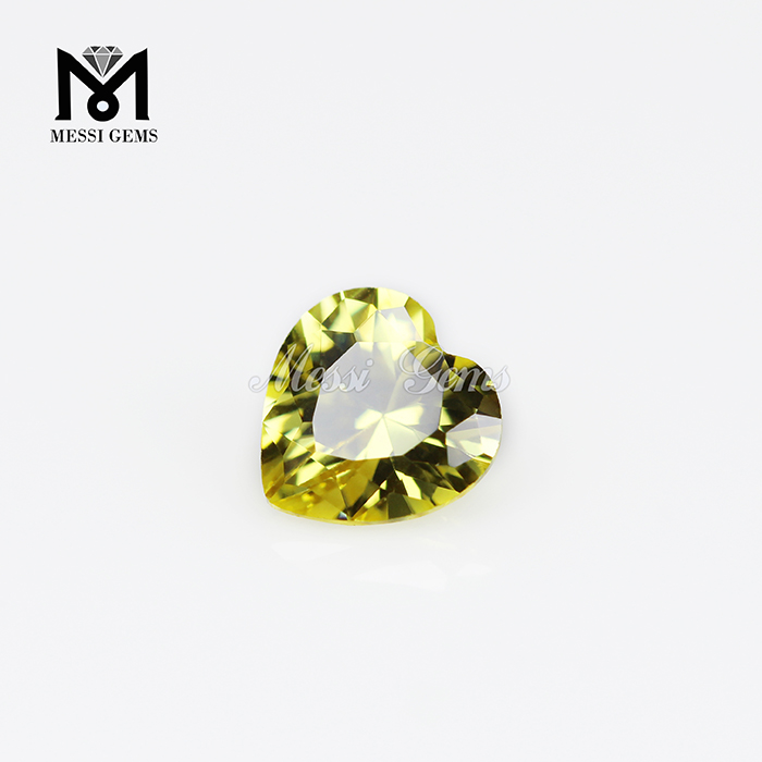 High quality heart golden yellow cubic zirconia gemstone price 